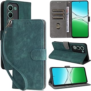 OPPO A5 5G 用 ケース OPPO A5 5G 用 手帳型 カバー 財布型 【NOUKAJU】 カードポケット付き 高級 PUレザー 手触りが良い 落下防止 衝撃吸収 耐摩擦 全面保護 耐磁性RFID機能 マグネット式 カード収納 スタンド機能 軽量 薄型 ストラップ付き スマホケース (グリーン)