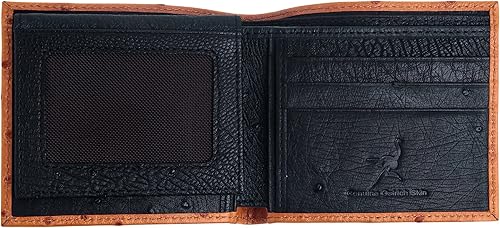 Miniatura 5 de Cartera de piel de avestruz marrón claro real