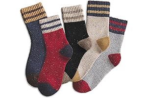 Meloday Thick Wool Vintage Classic Hiking Crew Socks for Women