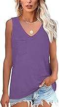 NONSAR Women's Summer Basic Sleeveless T-Shirt Elastic V-Neck Casual Pocket Comfortable Tops