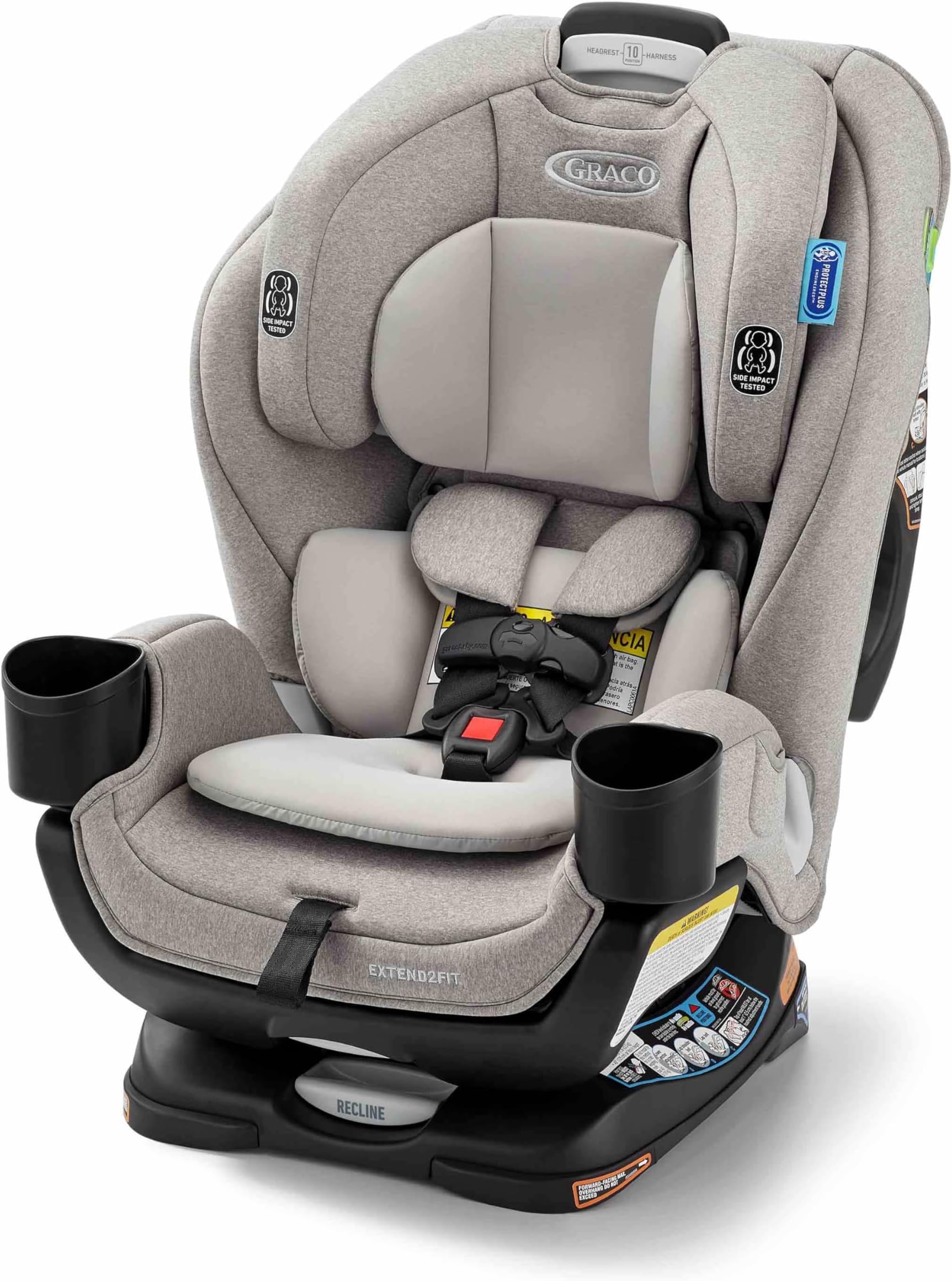 Graco Extend2Fit 3-in-1 Convertible Car Seat, 3 Modes โ Rear Facing, Forward Facing Baby Car Seat and Highback Booster Seat, Adjustable Extension Panel for Extra Legroom, Ashten