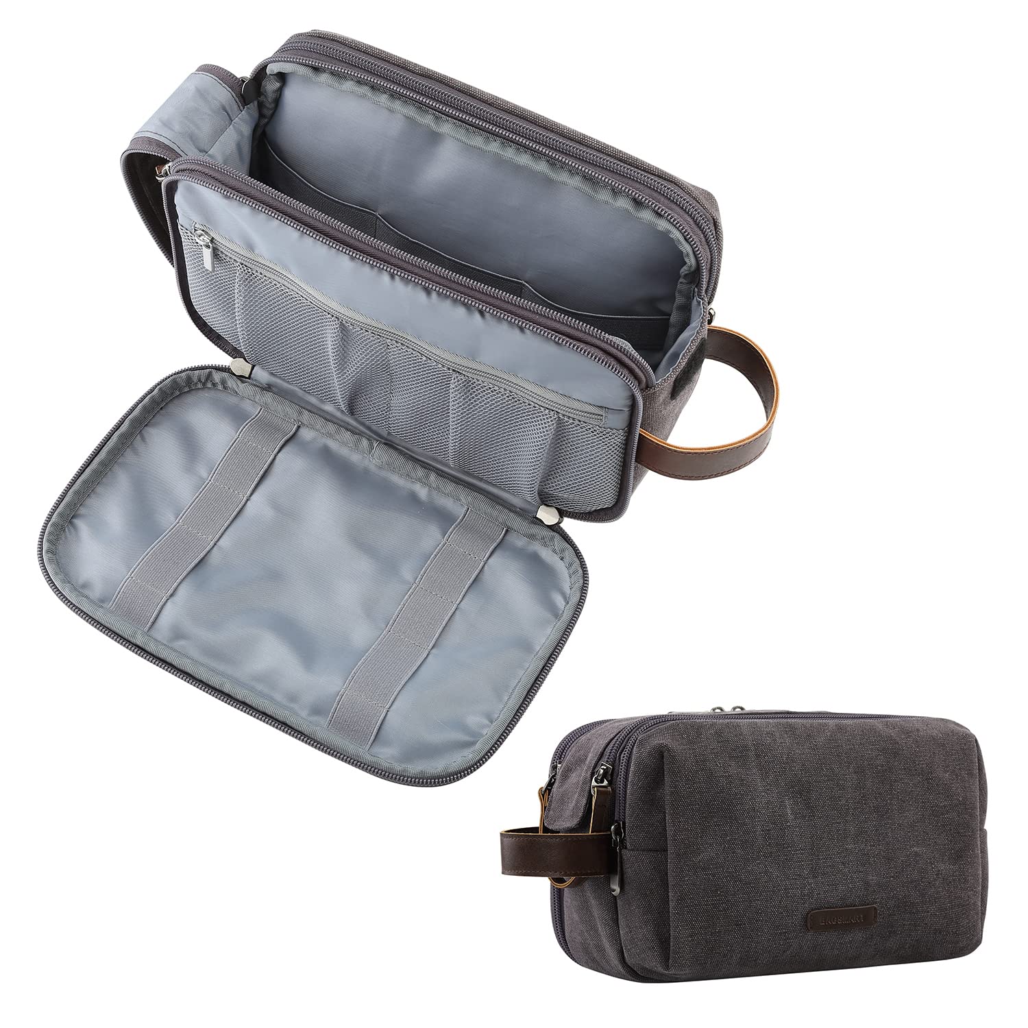 BAGSMART Mens Wash Bag Travel Toiletry Bag Makeup Shower Shaving Organiser for Bathroom Camping Gym - Water Resistant & Wet Dry Seperate, Black — view 16