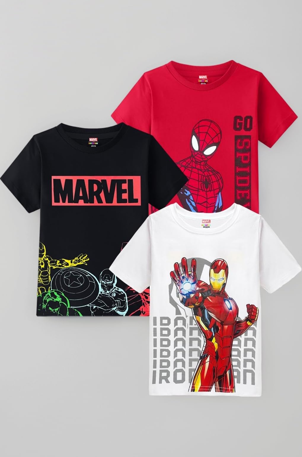 ยฉ Marvel Boys Half Sleeves Regular Fit Cotton T-Shirt