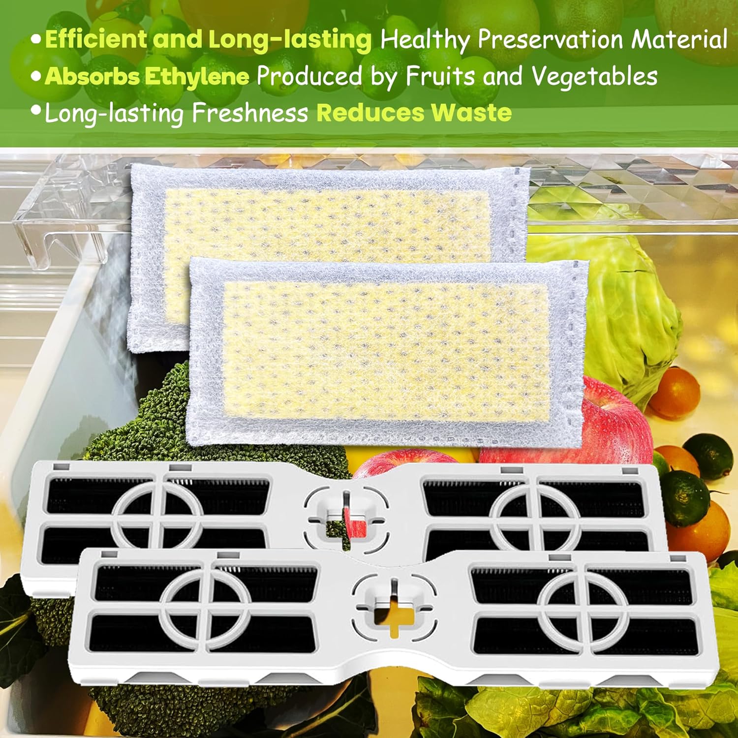 2 Pack PK-2 Produce Keeper Plus (FRPAPK2RF) and RAF-2 Air Filters (FRGPAAF2) Compatible with FRIGIDAIRE Gallery GRMC2273BF, GRMC2273BD, GRMG2272BF, GRMN2872AF, GRMS2773AF, GRMC2273CF, GRMC2273CD