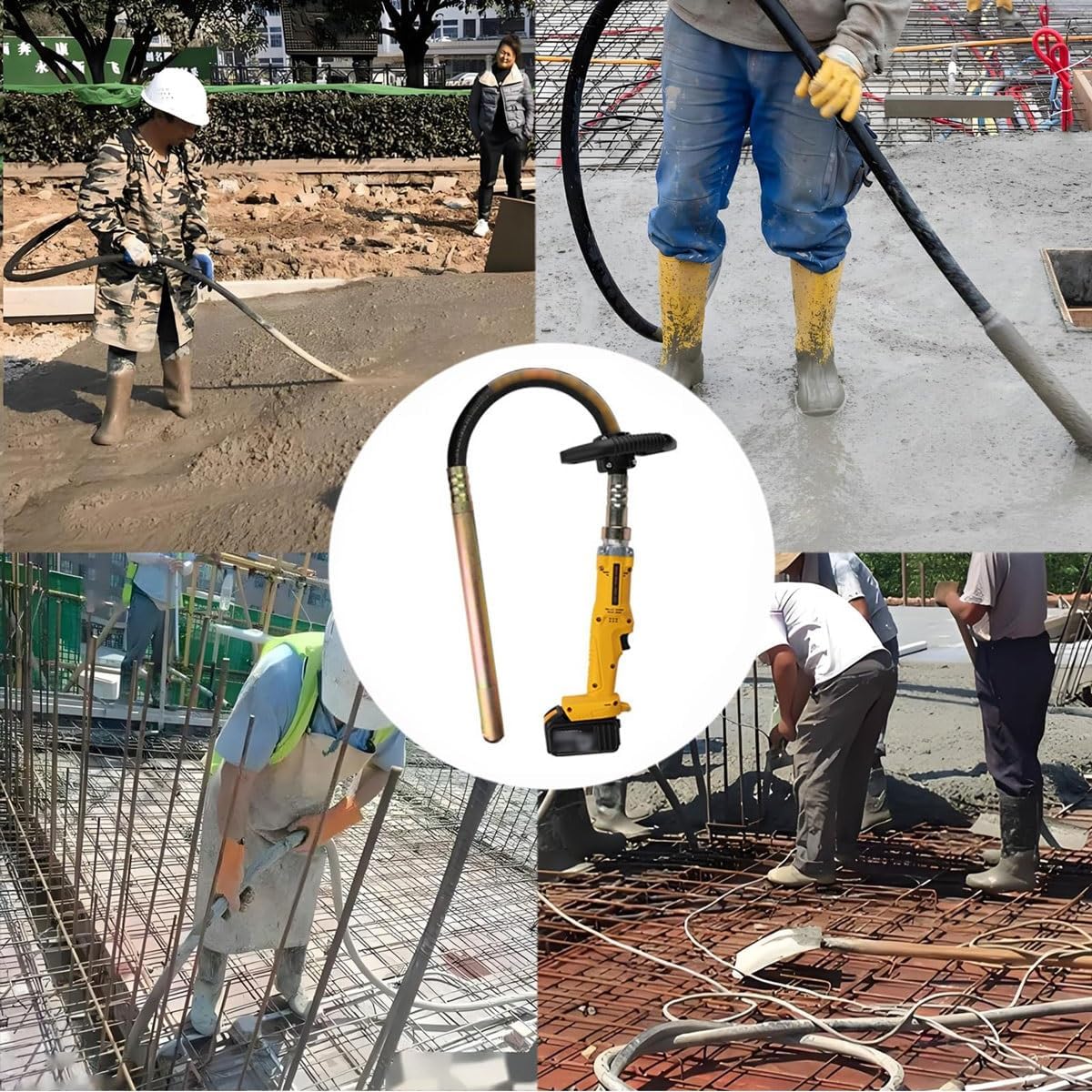 Electric Concrete Vibrator,500W Handheld Electric Concrete Vibrating Tool with Hose,Portable Concrete Mixer Cement Poker,for Various Concrete Construction(1.2m)