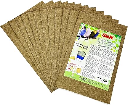 S&X Gravel Paper for Bird Cage 12-Pack 16 x 10 Gravel Liner Paper Sand Sheets Bird Cage Liners