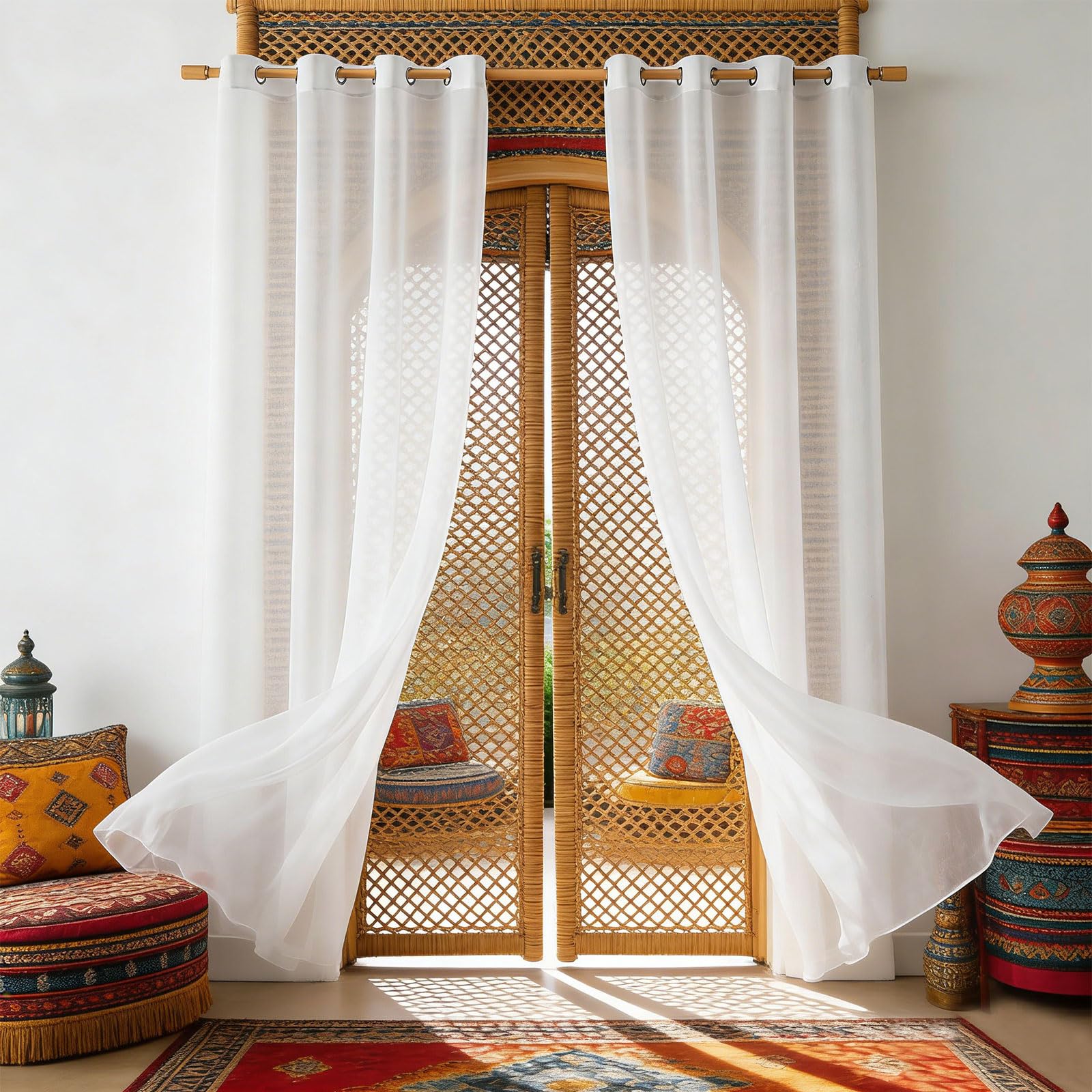 Rideau en voile moderne doux et semi-transparent pour chambre