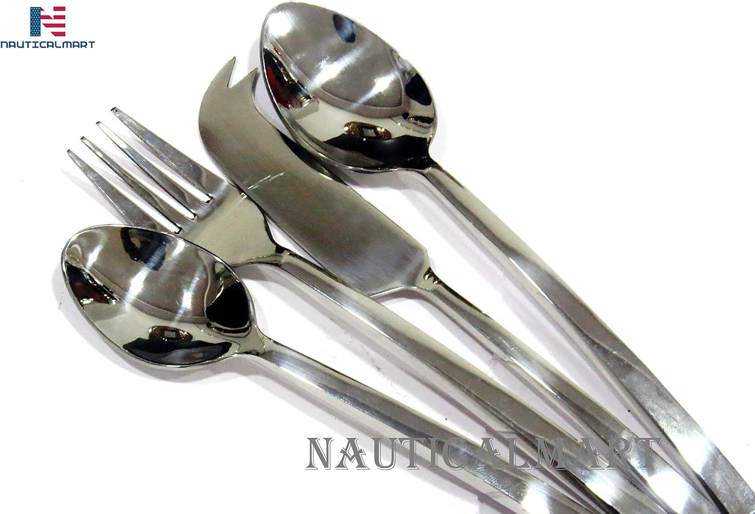 NauticalMart Cutlery Set of Spoon, Fork & Knife Flatware Silver Stainless Dinnerware Medieval Utensil, dinner decor, Modern Cutlery