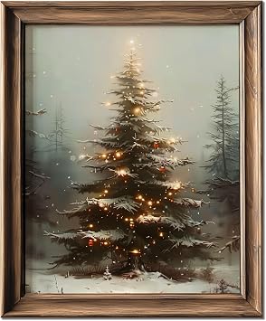 HubbgDesign Vintage Christmas Tree Wall Decor, Christmas Decoration, Forest Wall Art Decor, Rustic Winter Holiday Wall Art for Living Room Bedroom Entryway, Christmas Home Decor Gift for Family Hosts
