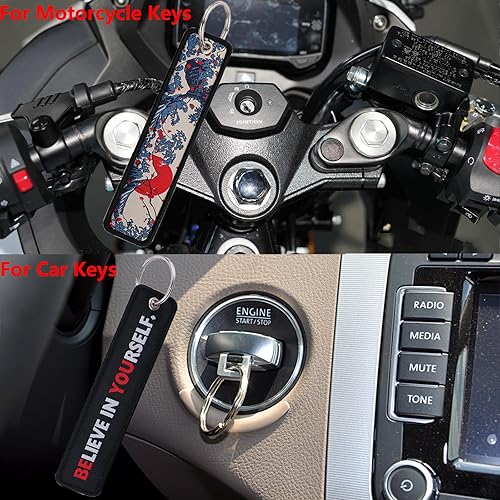 Miniatura 9 de Lindo llavero para llaves de automóvil, motocicleta, scooter, llavero genial, anillo para mujeres y hombres, diseño de luna y sol (2 unidades,