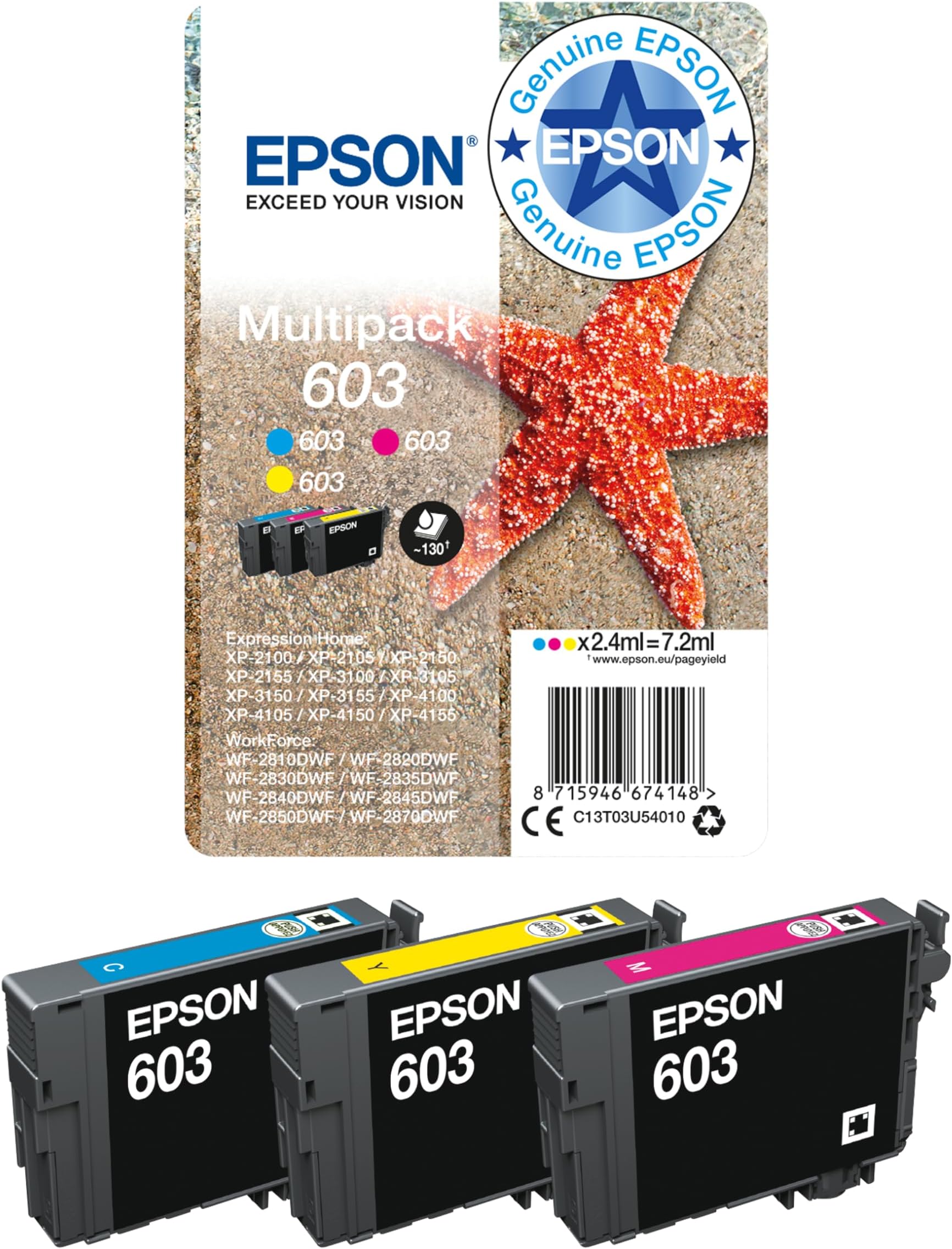 603 Starfish Genuine Multipack, 3-Colours Ink Cartridges