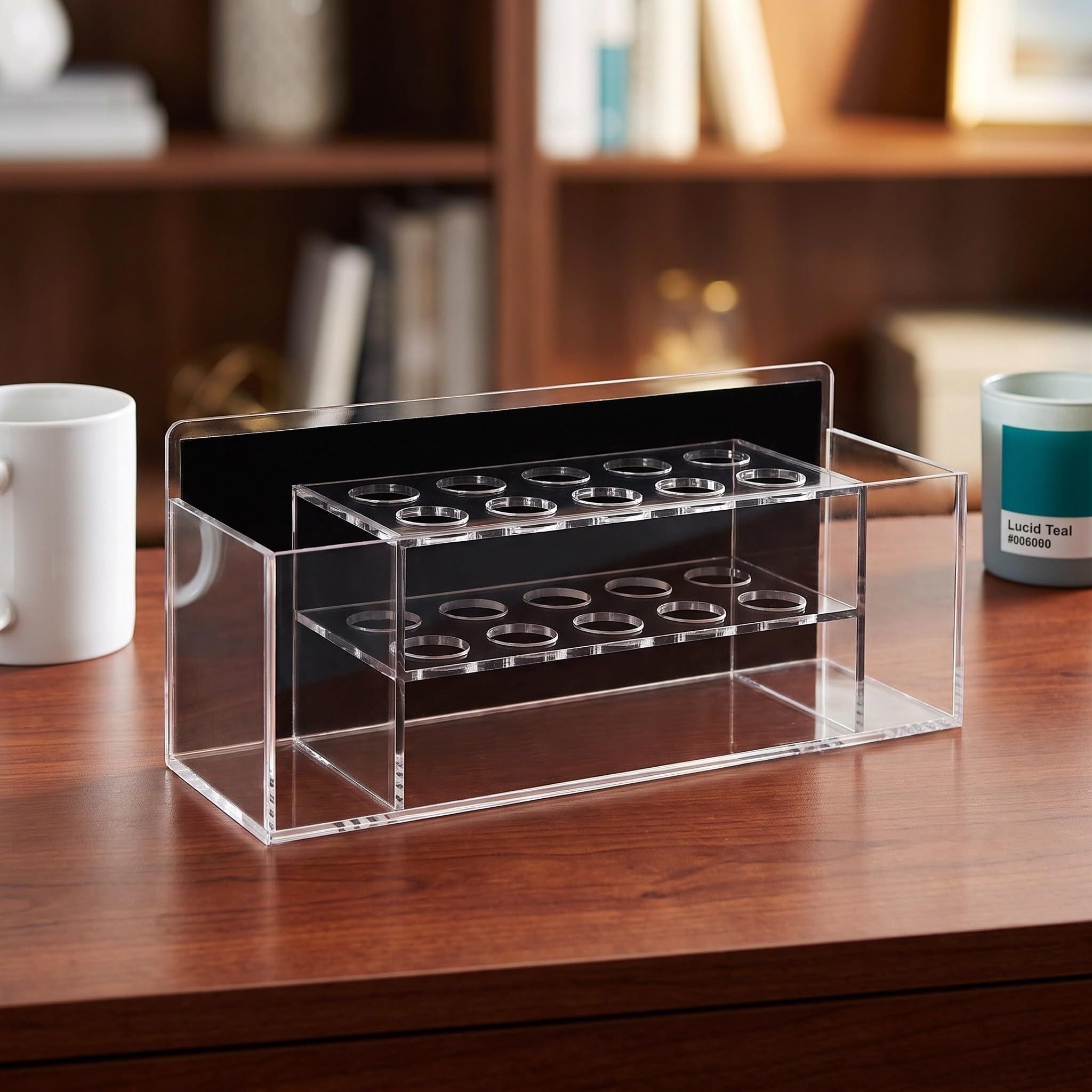 SHINEOFI 2 Pezzi Portapenne in Acrilico Trasparente Supporto Magnetico e Design a Strati per Organizzare Penne e Gessetti, per Scrivanie D'ufficio e Aule