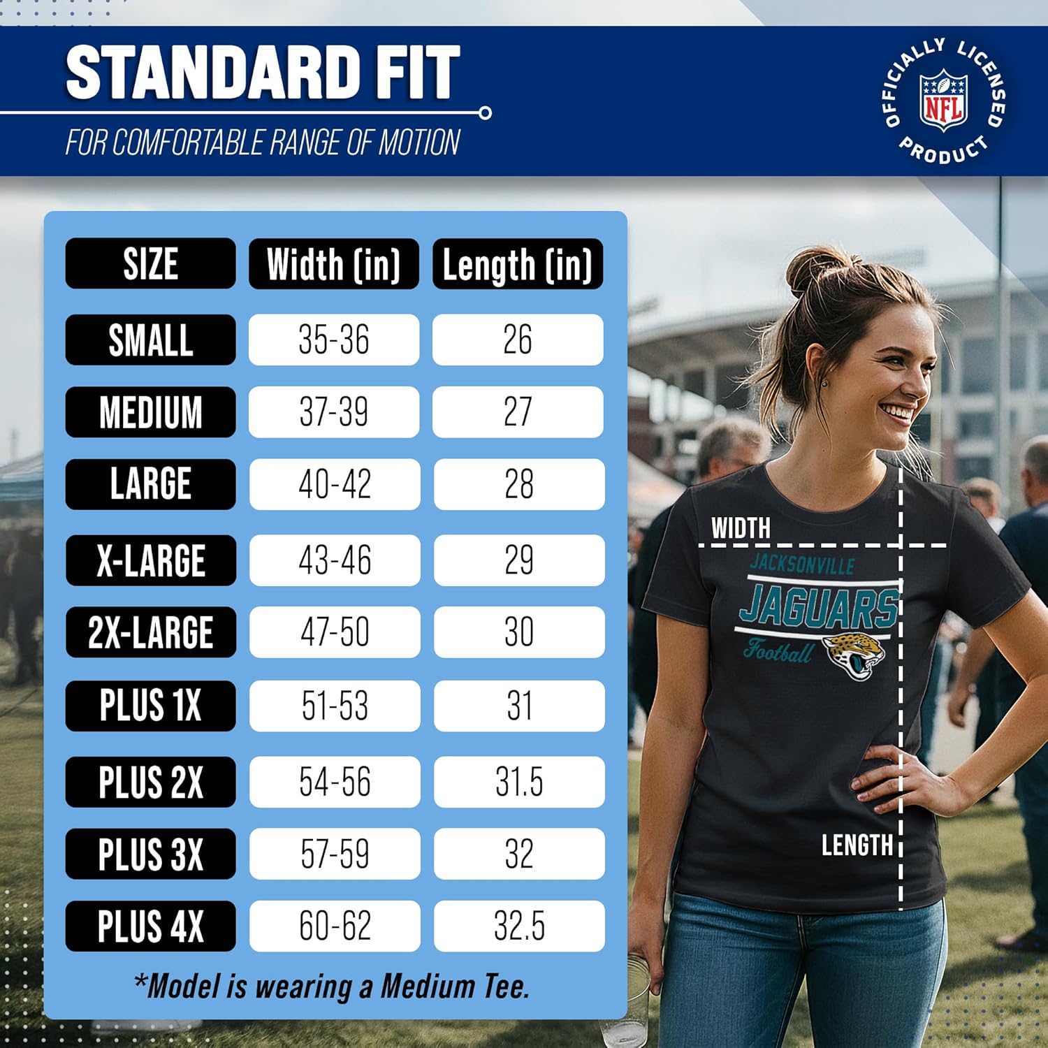 Team Fan Apparel NFL Gameday Women's Relaxed Fit T-Shirt - Rib Neck Contour - Tagless Short Sleeve Tee - Stay Cool & Stylish (Jacksonville Jaguars - Black, Small) - Image 6