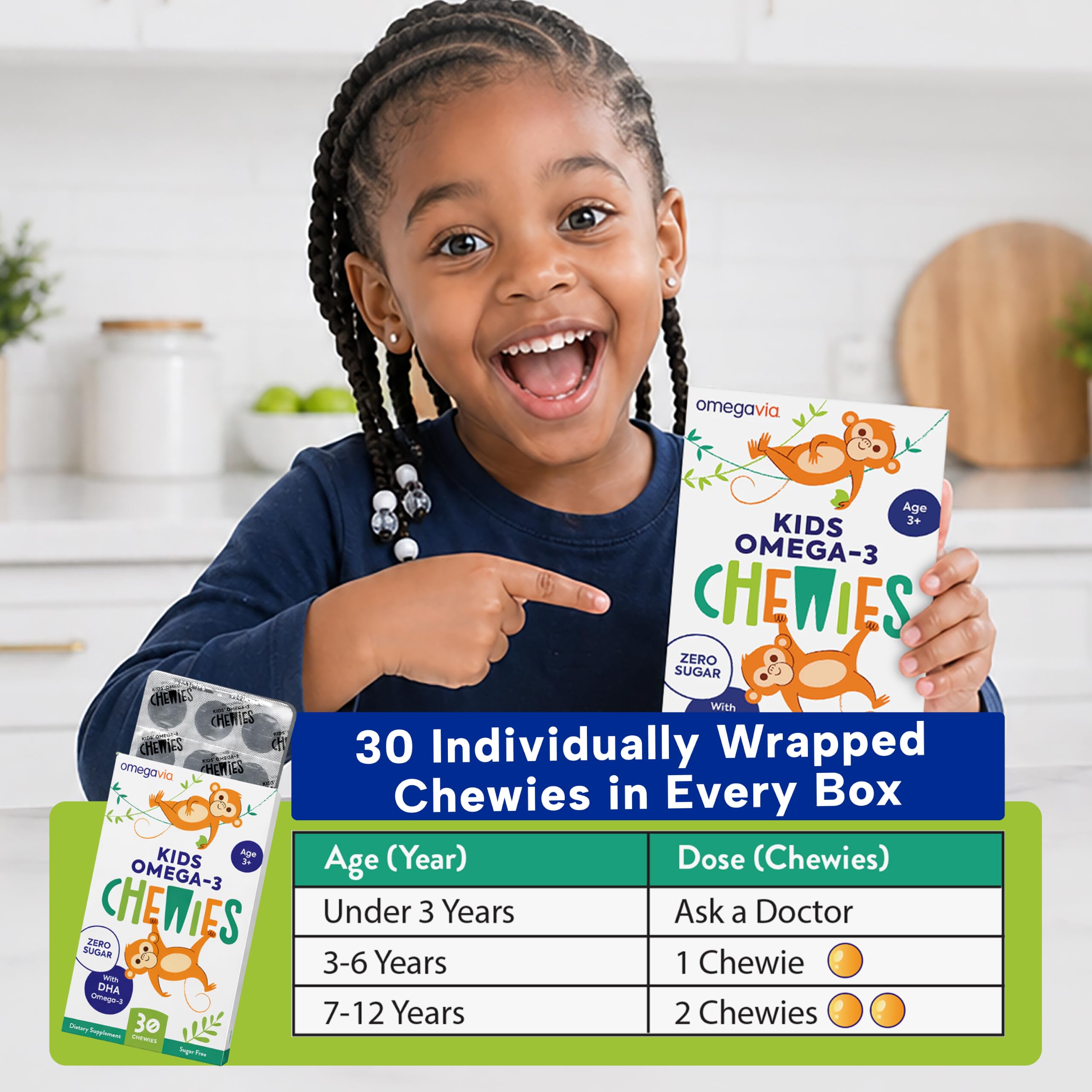 OmegaVia Omega 3 Chewies, Sugar-Free Vitamins for Kids Ages 3-12 (30 Chews) — Amazon image 6