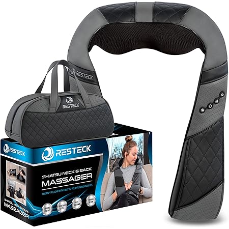 RESTECK Massagers for Neck and Back with Heat - Deep Tissue 3D Kneading Pillow, Electric Shiatsu Back Neck and Shoulder Massage, Shoulders, Foot, Legs,Body - Relieve Muscle Pain - Office, Home & Car