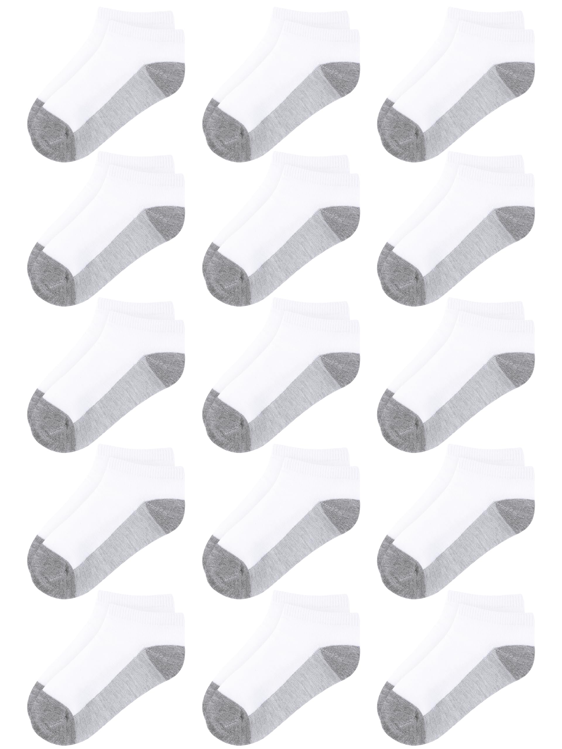 Coobey 15 Pack Kids' Half Cushion Low Cut Athletic Ankle Socks Boys Girls Ankle Socks