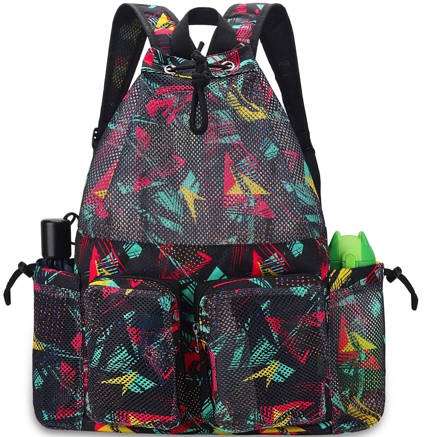 RHCPFOVR Mesh Swim Bags for Swimmers - Drawstring Backpack for Women Men Swim Team Gear Swimming Beach Gym Bag Sports Pool