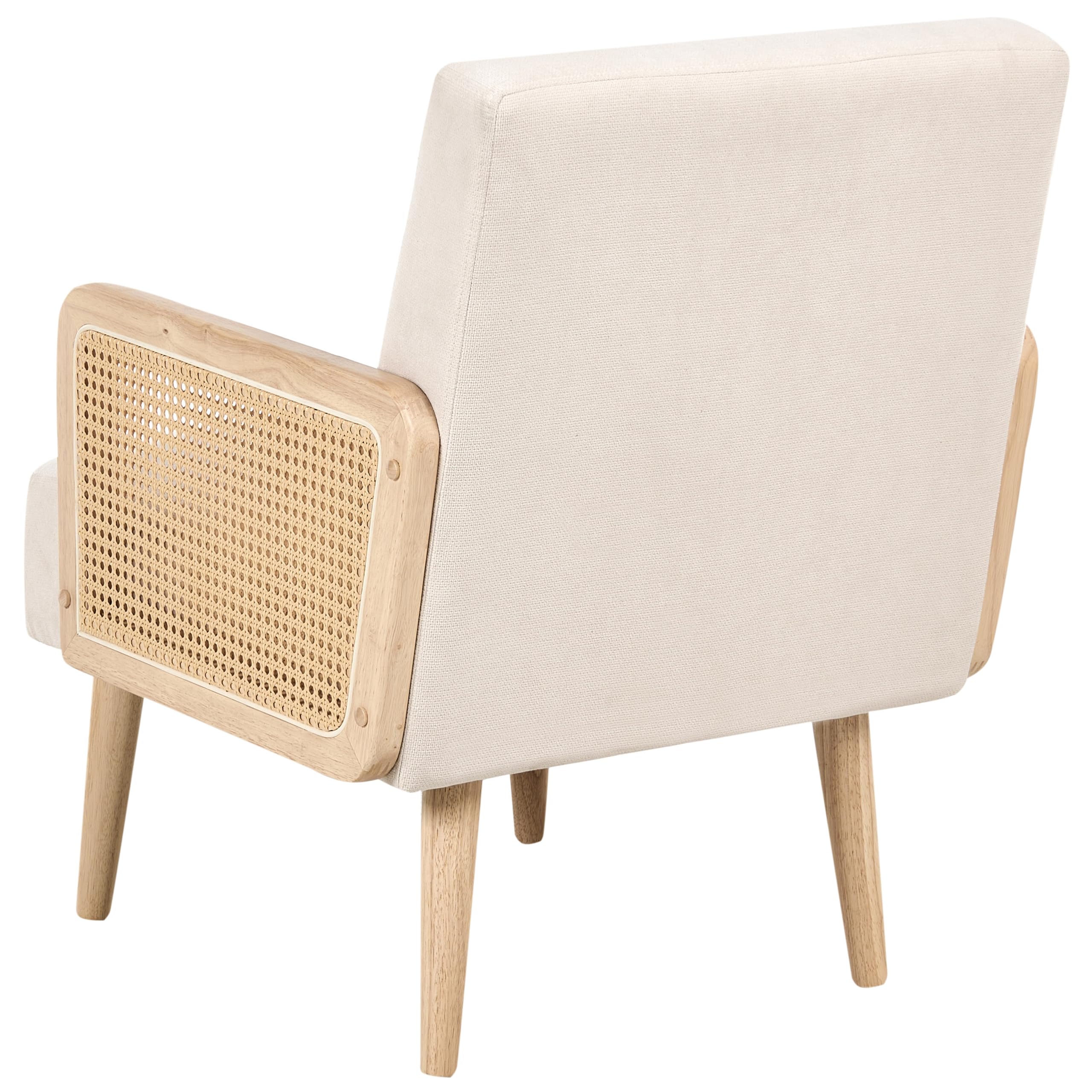 Sessel Stoff hellbeige mit Wiener Geflecht Armlehnen Retro Stil Hojby