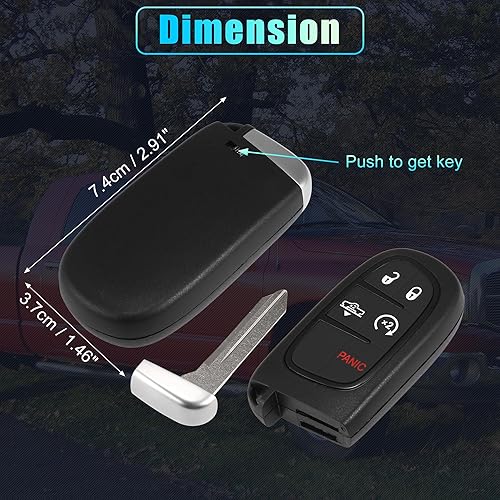 Miniatura 7 de X AUTOHAUX 433MHz GQ4-54T Reemplazo inteligente Proximit llave remota entrada sin llave alarma para Dodge para Ram 1500 2500 3500 2013-2019 camión