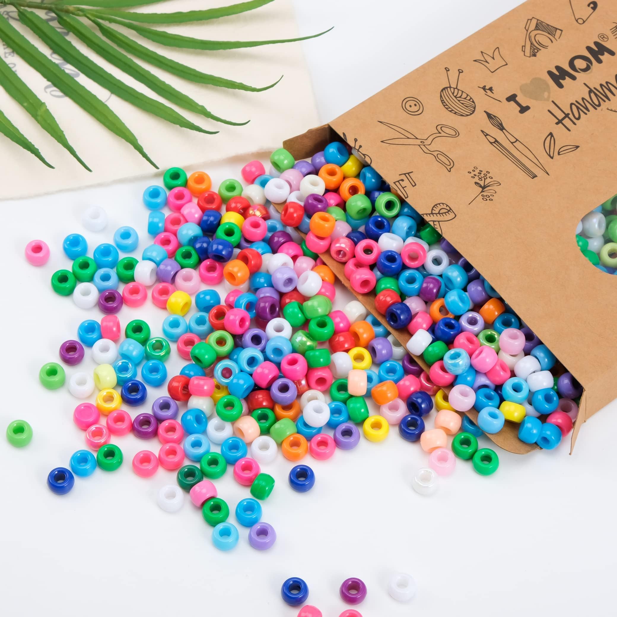 1500 Pezzi Perlas de Agujero Grandes I LOVE MOM DIY 6x9mm con Cuentas de 24 Colores para Manualidades Perlas para Joyas de Bricolaje — view 5