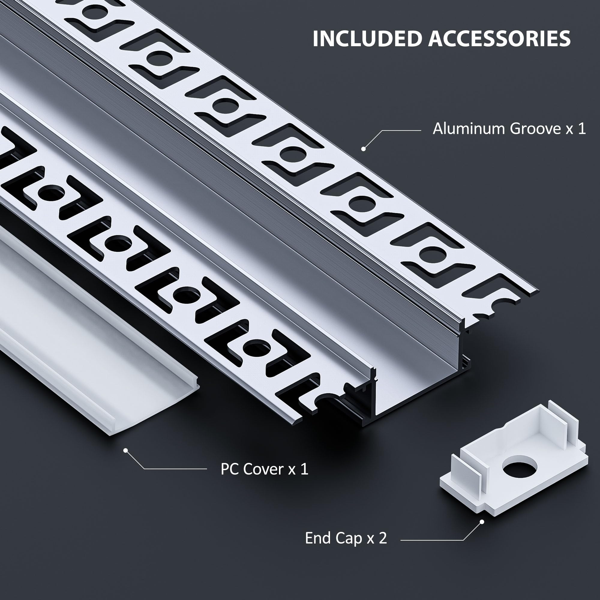 LED Trockenbauprofil 2m 16 Stück – LED Strip Kanal/Schiene mit Diffusor Leiste | Led Aluprofil für led-Streifen bis 20mm, Größe 64.2 × 13.8mm | Inkl. Endkappen (SA01, 2M 16 Stück)