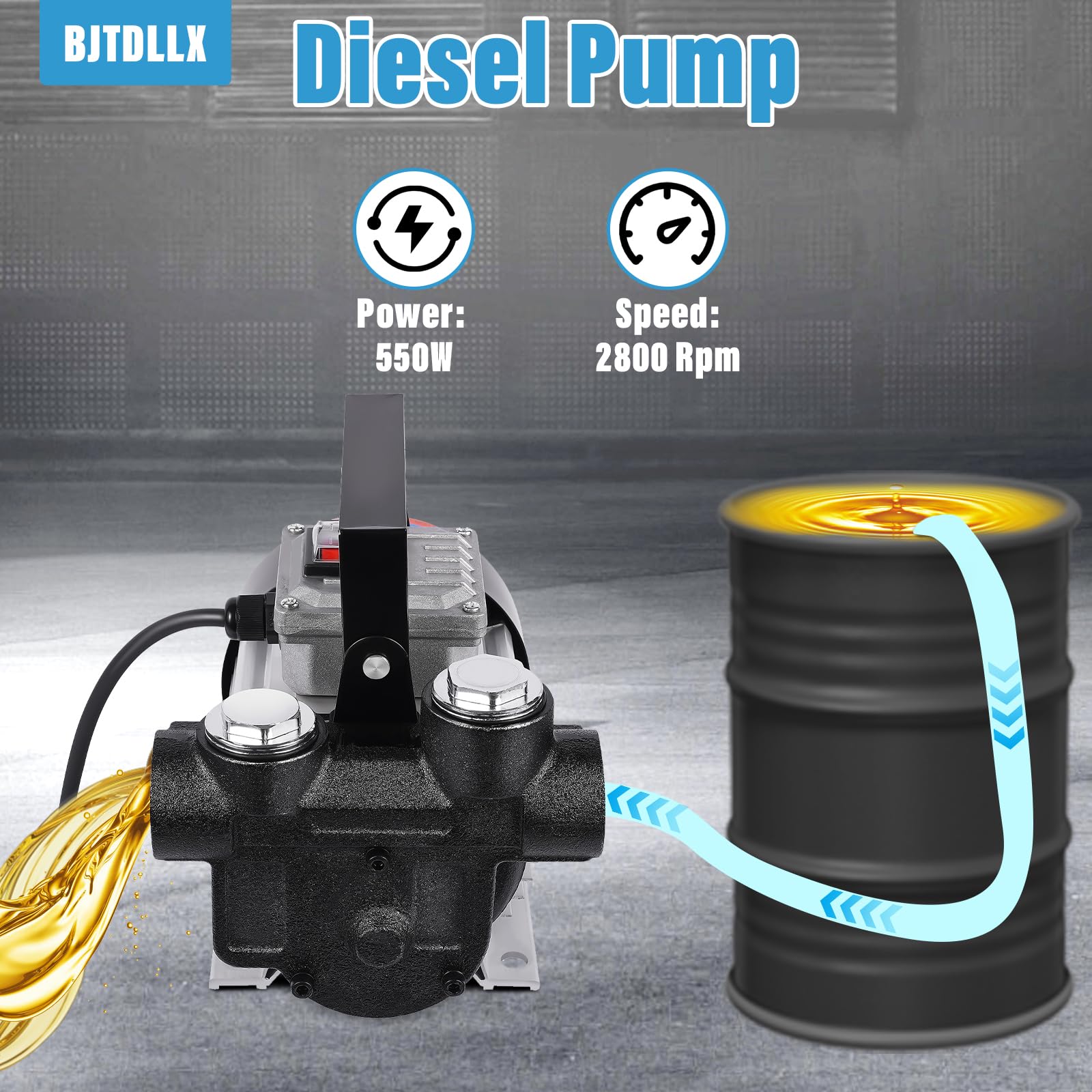Dieselpumpe Selbstansaugend 230V Heizölpumpe 550W 60L/min Bio Ölpumpe Automatik Pistole Kraftstoffpumpen mit Schlauch
