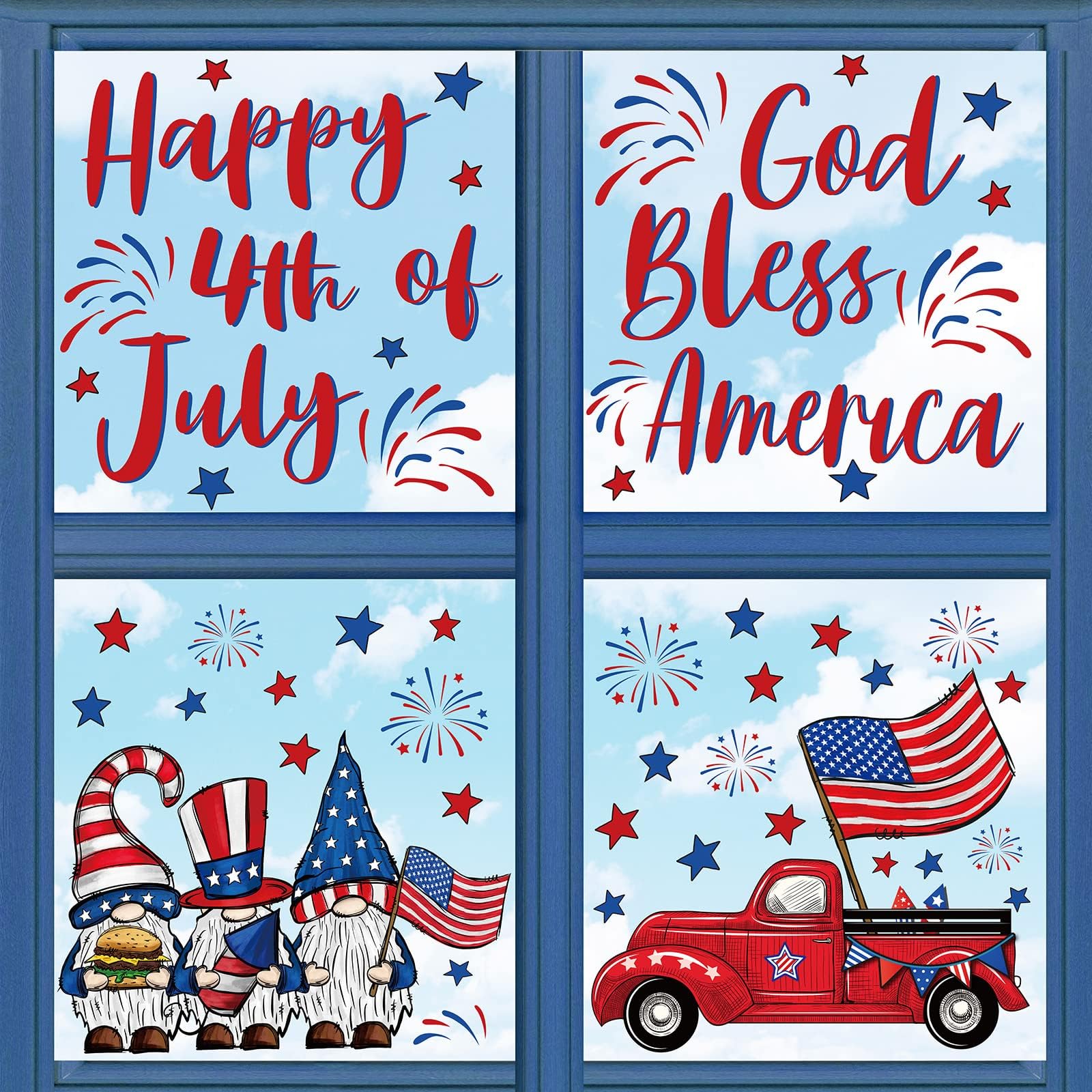 4th of July Patriotic Window Clings Patriotic Window
