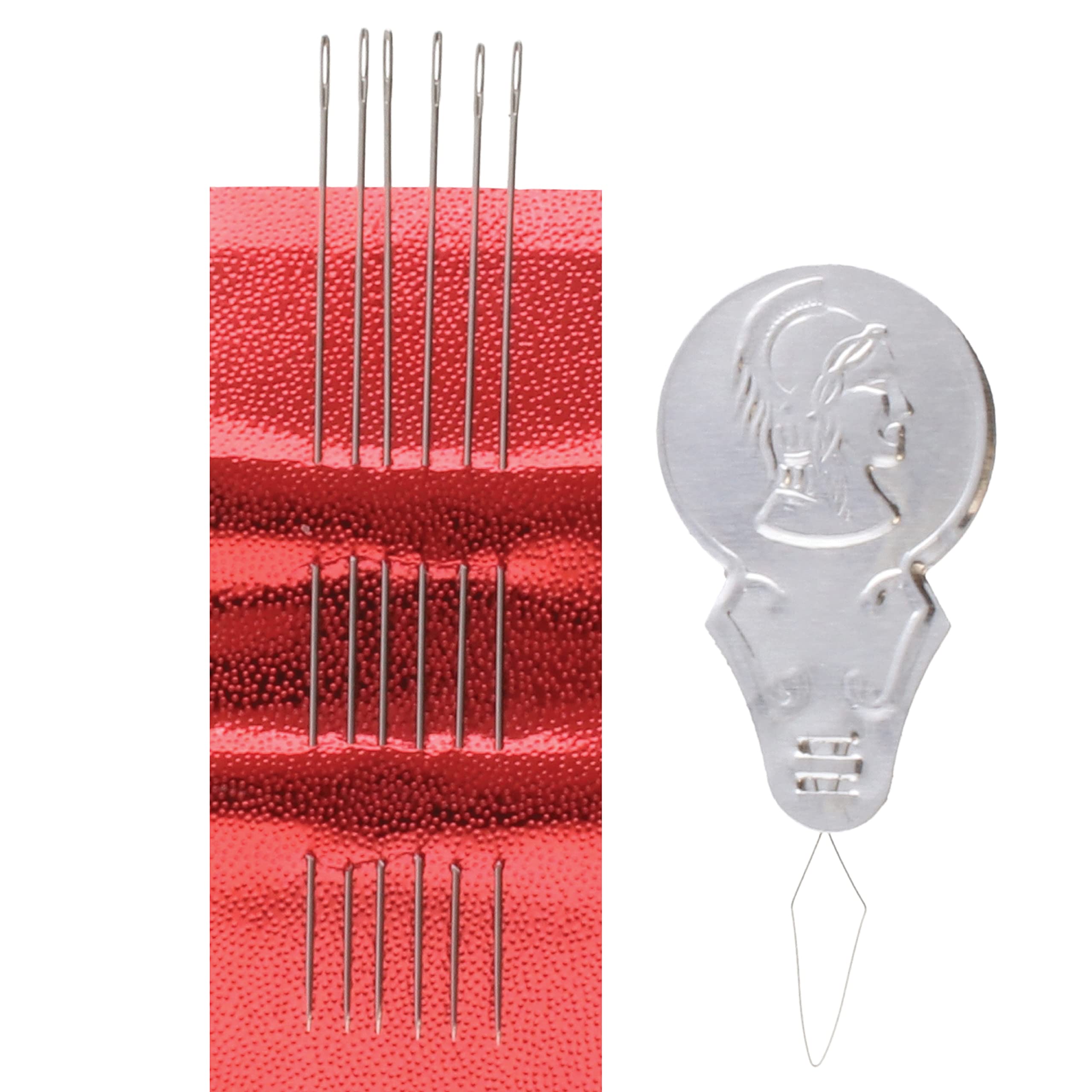 The Beadsmith Basic Elements Size 12 Beading Needles - Pack Of 6 With Bonus Needle Threader, Perfect For Seed Beads, Loom & Off-Loom Weaving Jewelry Making
