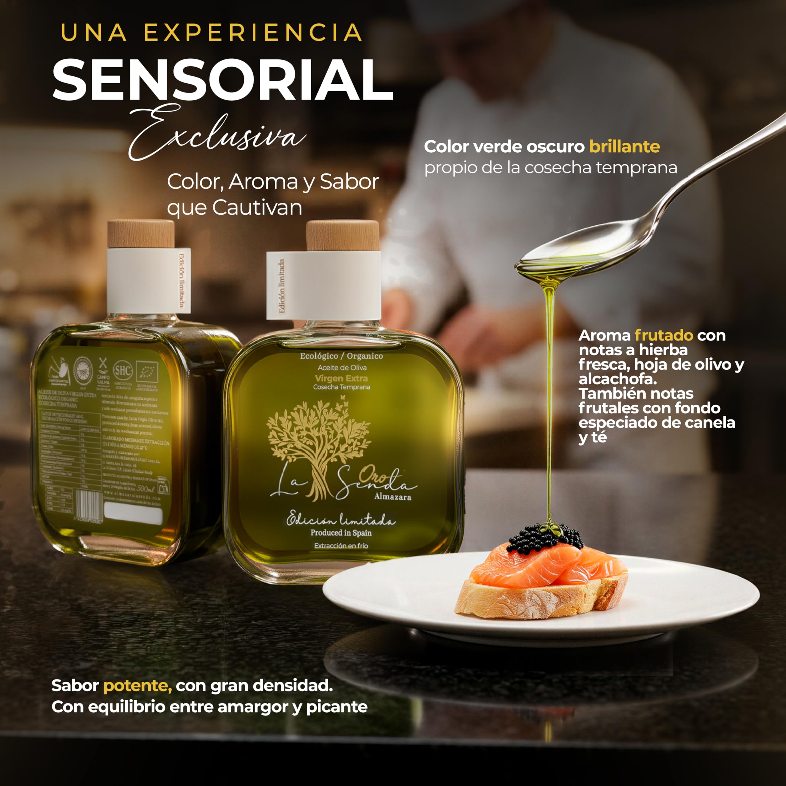 Almazara la Senda - Aceite de Oliva Virgen Extra Edición Limitada | AOVE Gourmet Monovarietal Picual | Aceite de Oliva Premium y Primera Extracción en Frío | Top 6 AOVE Más Saludable del Mundo | 500ml