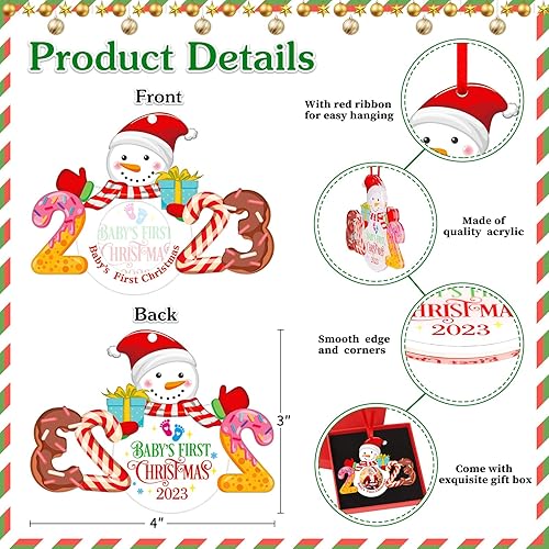 Miniatura 7 de WhstSign - Marco de fotos para la primera Navidad, adornos para árbol de Navidad, para bebé, niño, niña, primera Navidad, regalos para padres recién