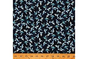 Blue Bird Wings Print Fabric