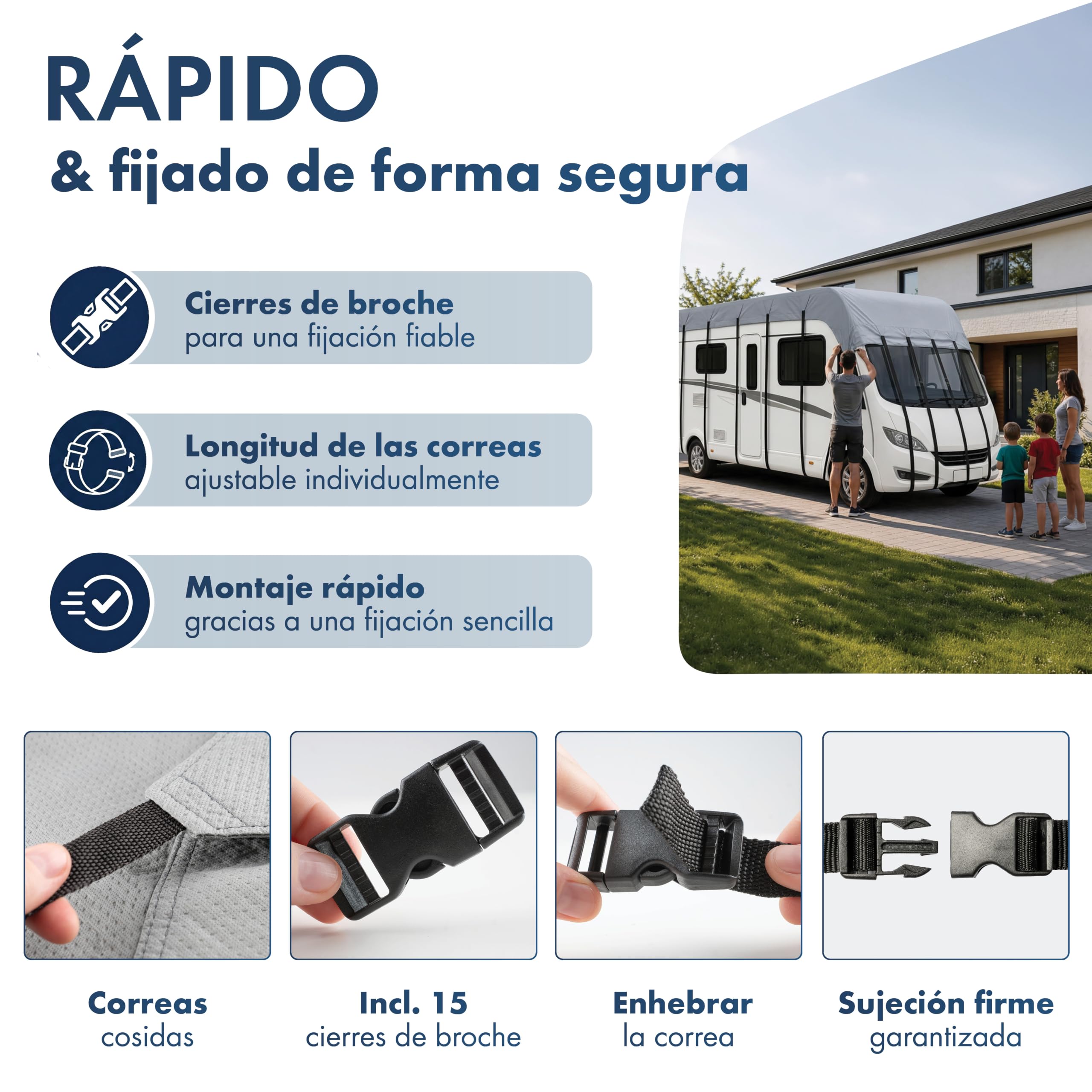 WALSER Lona Cubretechos para Caravana & Autocaravana, Impermeable & Resistente a los UV 500x300cm, Funda Protectora para Vehiculos Recreativos Gris
