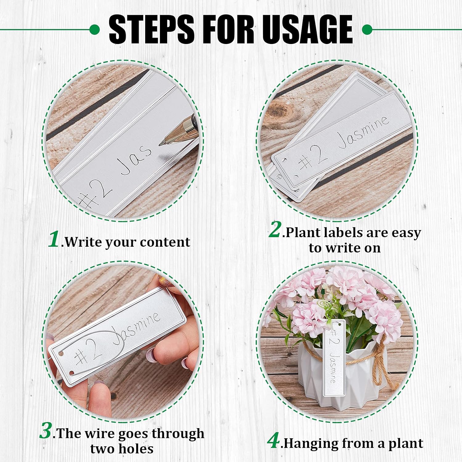 Ripeng 200 Pieces Aluminum Metal Plant Labels Writable Seedling Tree Tags with 6 Inch Wires Waterproof Double Sided Write for Plant Garden Marker Outdoor Identification and Greenhouse - Image 4