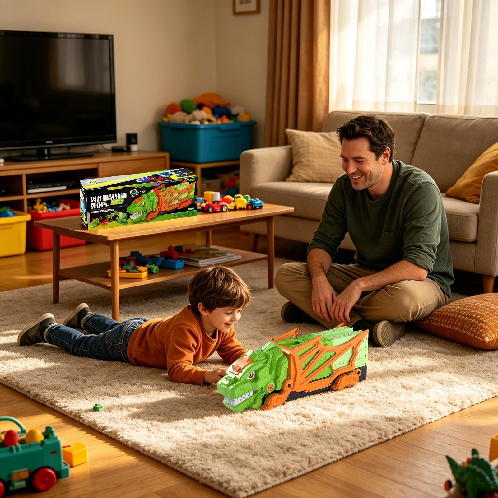 Pista Dinosauri Macchinine Da Corsa Giocattoli Veicoli Playset Interattivo | Pista Da Corsa Dinosauri Giocattolo Per Bambini E Bambine Interno Esterno Prescuola Asilo Viaggio