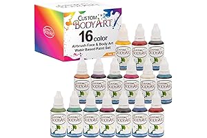 Airbrush Water-Based Paint Set: 16 Radiant Colors for Body Art and Face Painting