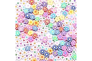 yeyulin 300PCS Flower Smiley Handmade Polymer Clay Beads 15 Styles