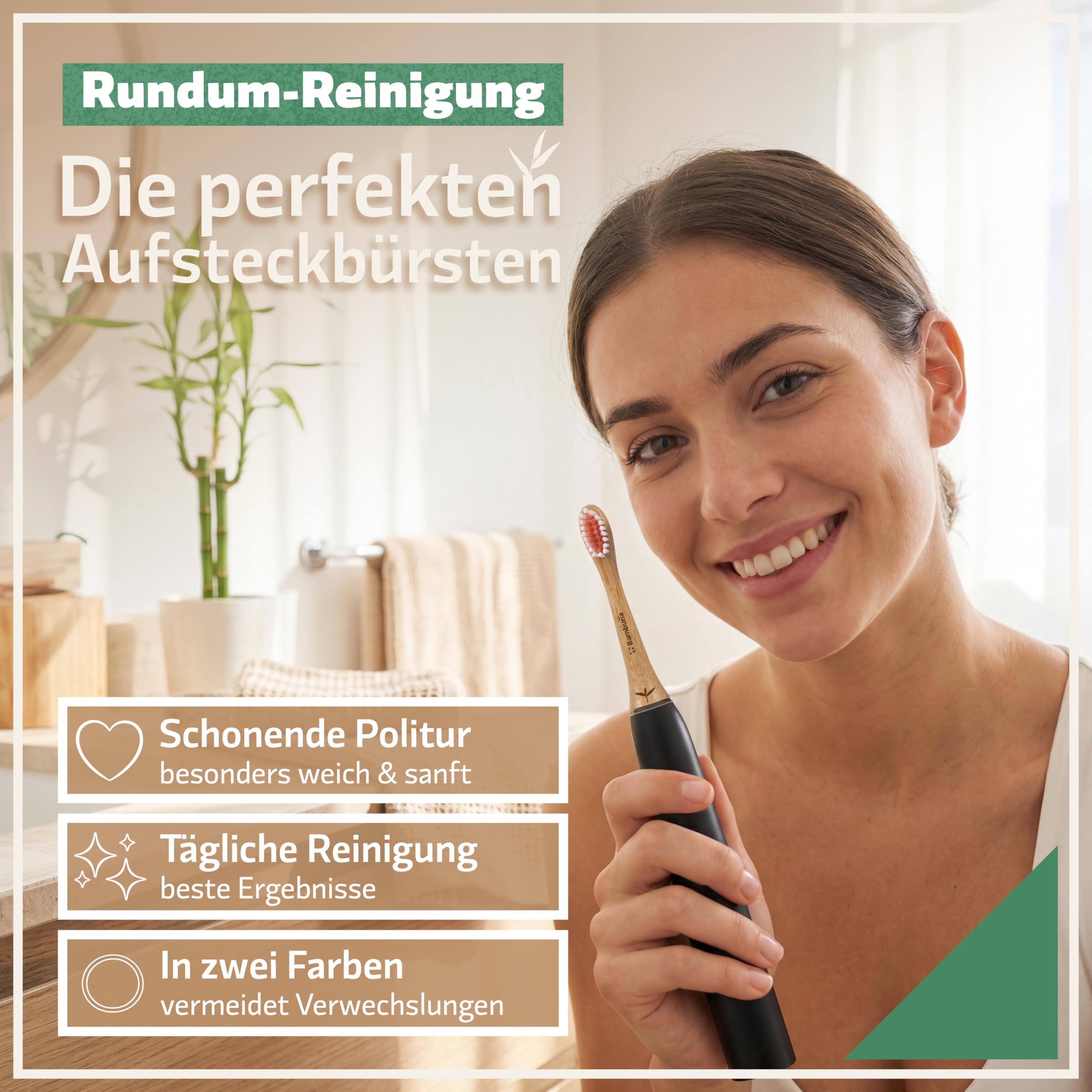 BAMBUNA Ersatzbürsten passend für Philips Sonicare Schallzahnbürste | Bambus Zahnbürstenkopf | Aufsteckbürsten Medium | PLA Verbindungsstück | vegan | BPA-frei | nachhaltig | 6er-Set | blau/rosa