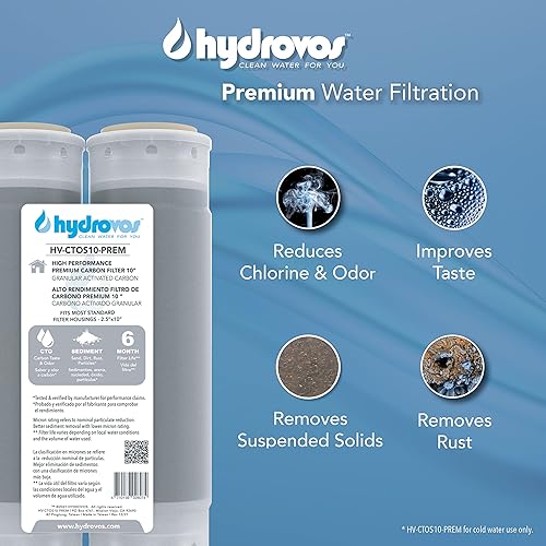 Miniatura 2 de Hydrovos Filtro de agua para toda la casa de 10 x 2.5 pulgadas, carbón activado granular de alta calidad que reduce los sedimentos, el sabor y el