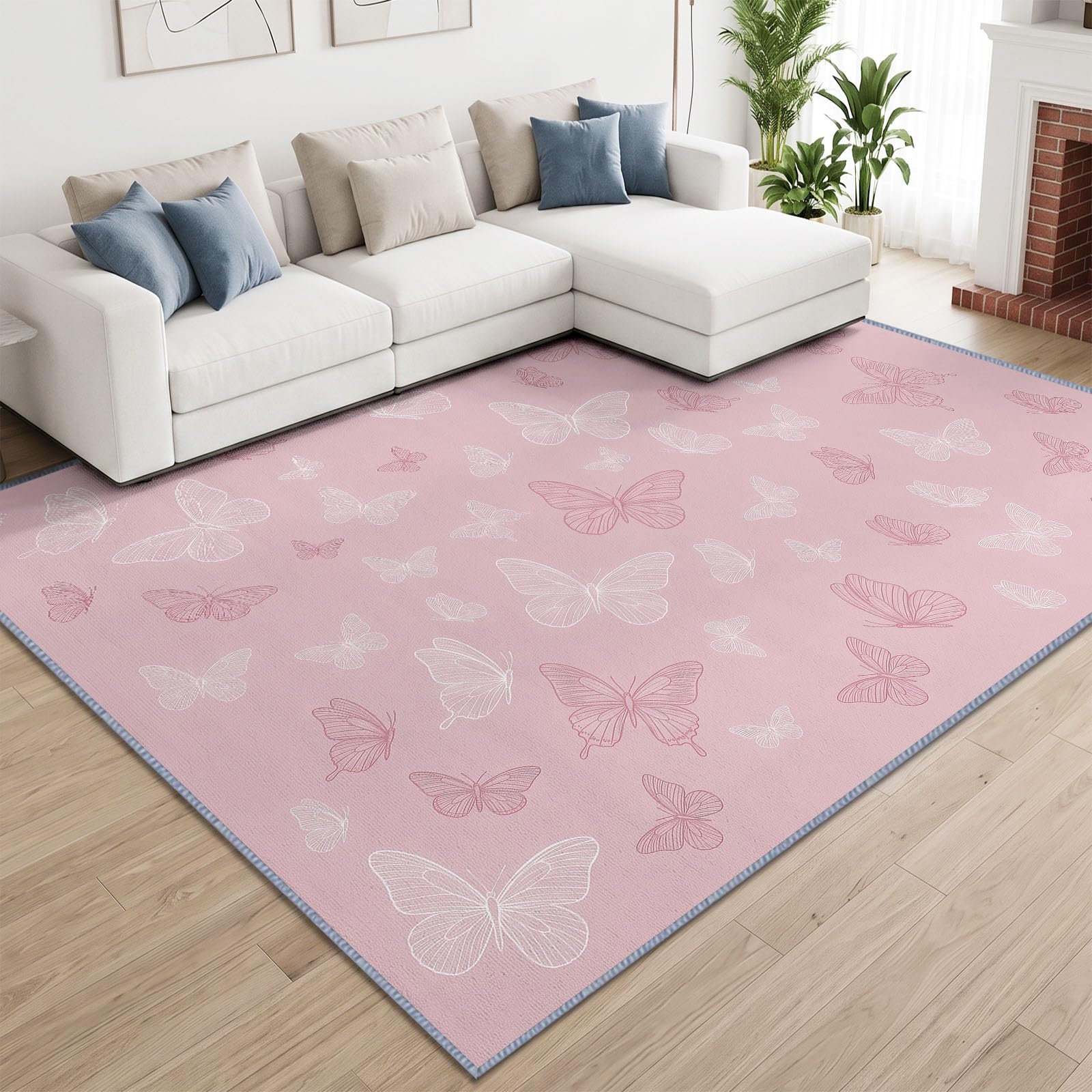 Générique Tapis Lavable Papillon Rose,140x200 cm