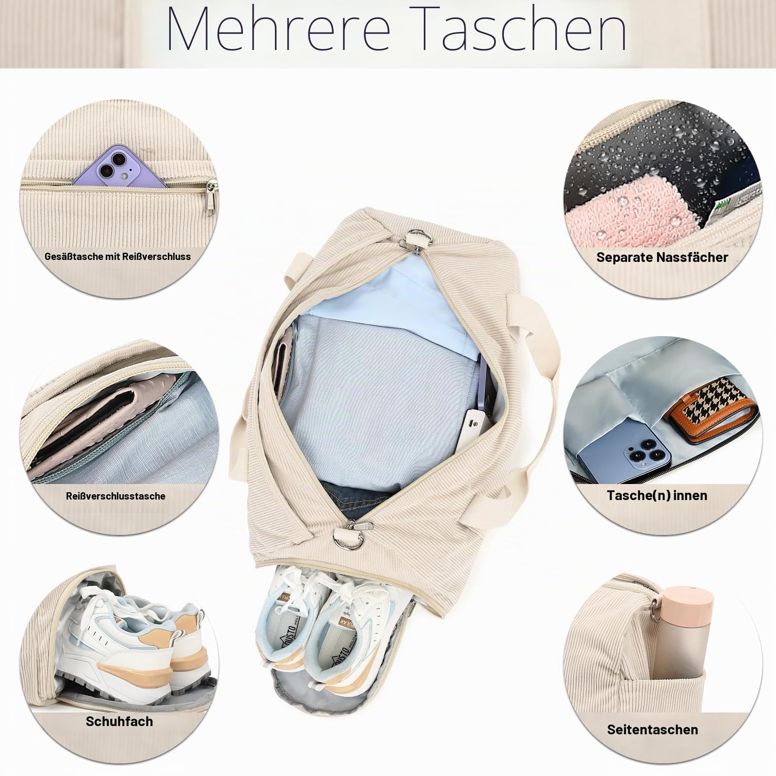 Reisetasche für Fitnessstudio, Sport, Damen, Mädchen, Workout, Reisetasche, Wochenendtasche, mit Schuhfach und Nassfach