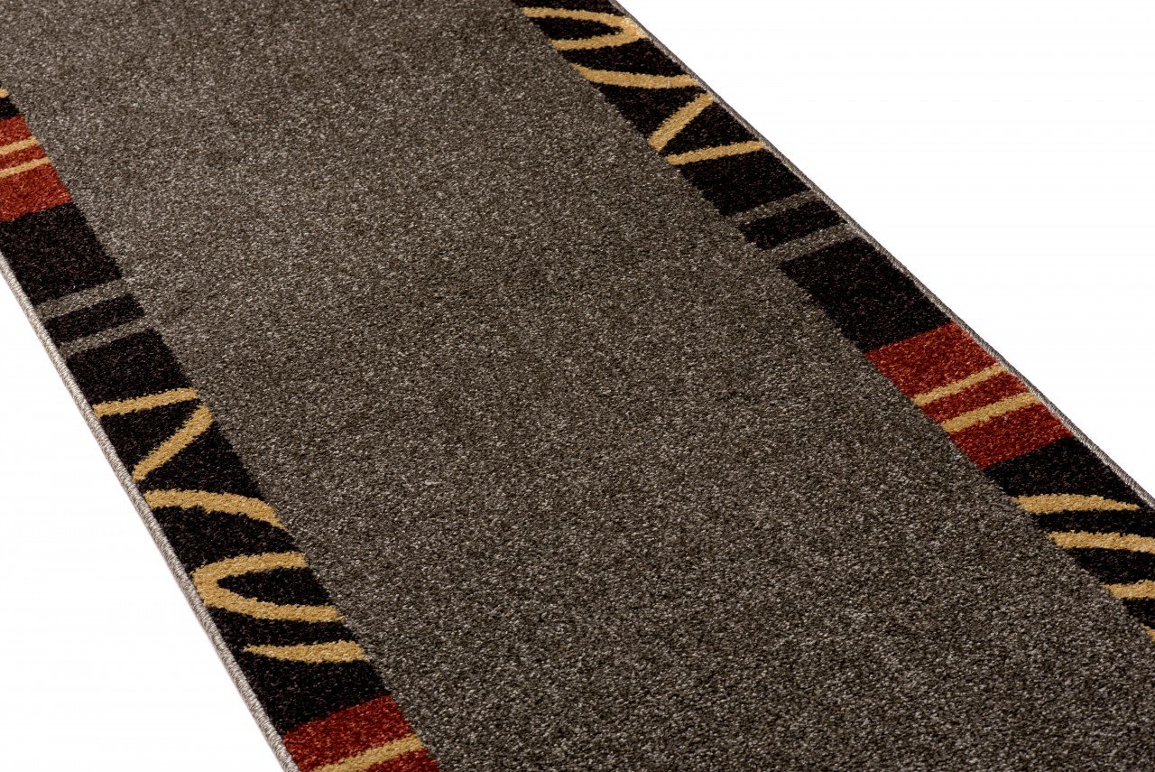 TAPISO JAWA chodnik dywan do korytarza, melanż, nowoczesny, krótkie runo, brązowy, czerwony, żółty, wzór w paski, designerski, do salonu, Ökotex 120 x 450 cm