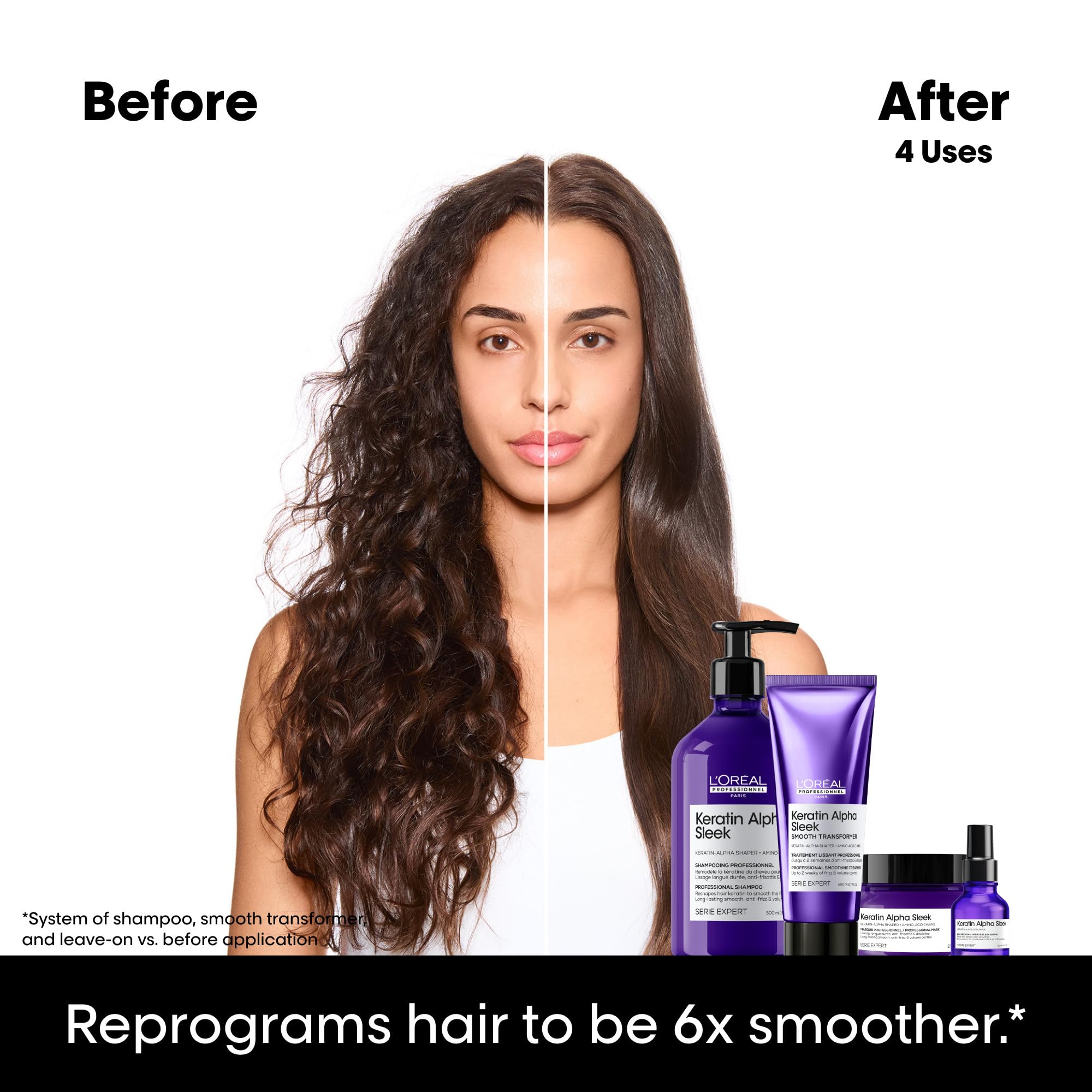 L'Oréal Professionnel - Transformateur à la kératine Alpha Sleek Smooth Transformer - Anti-frisottis - Douceur longue durée et contrôle du volume - Avec kératine Sleeker et acides aminés - Pour tous - 3