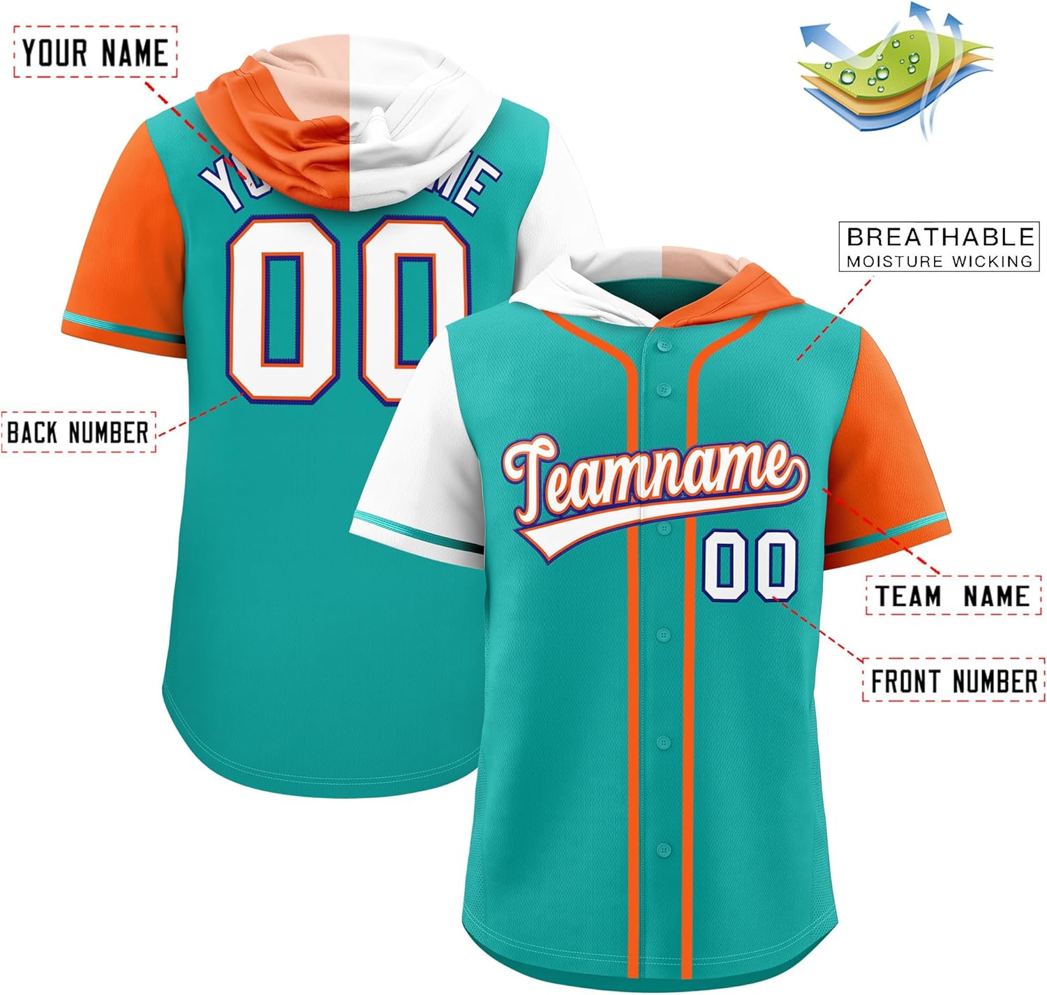 KXK Custom Baseball Jersey Hoodie Button Down Shirt Personalized Stitched Name Number Logo for Adult Youth - Image 3