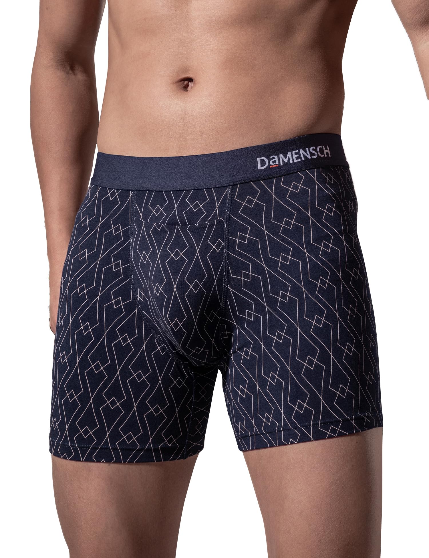 Men's Regular Fit Supima Printed Cotton Boxer Brief Pack of 1, Underwear for Man Combo, H Shape Underwear for Men