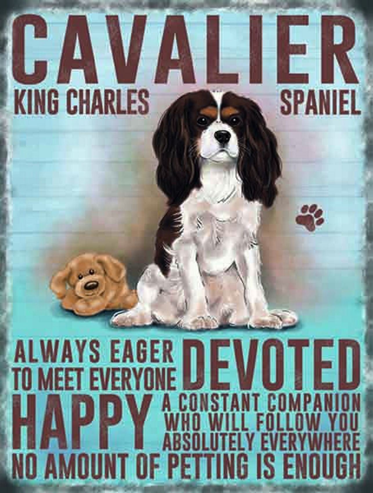 Vintage Style Retro Metal Sign Dog Lovers Owners Gift Tin Pedigree Dogs KING CHARLES SPANIEL