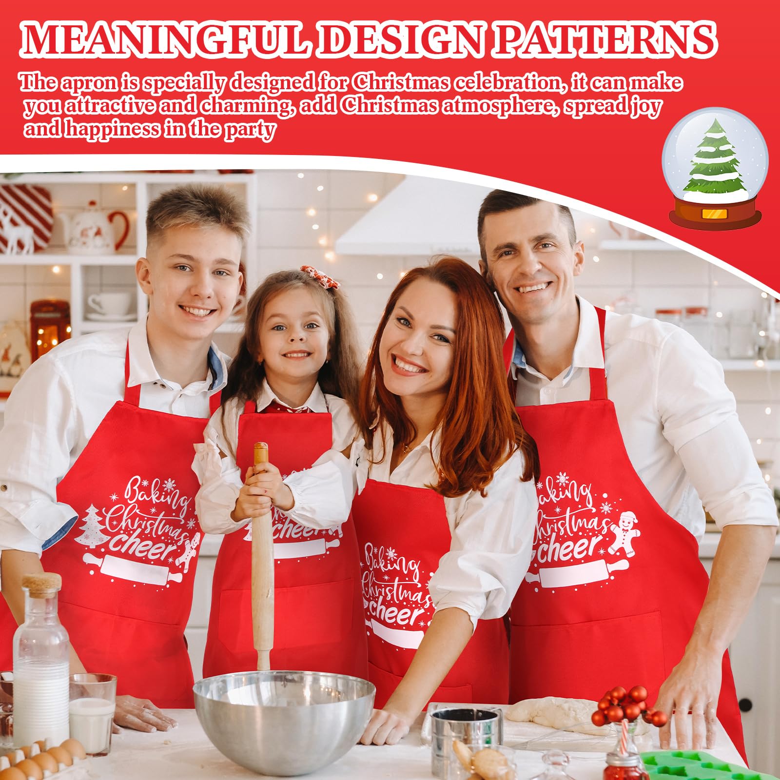 Toulite 12 delantales de Navidad para hombres con 2 bolsillos ajustables, delantal de cocina para mujer, regalos para el hogar, Rojo -, 29.5 x 25.6 inches