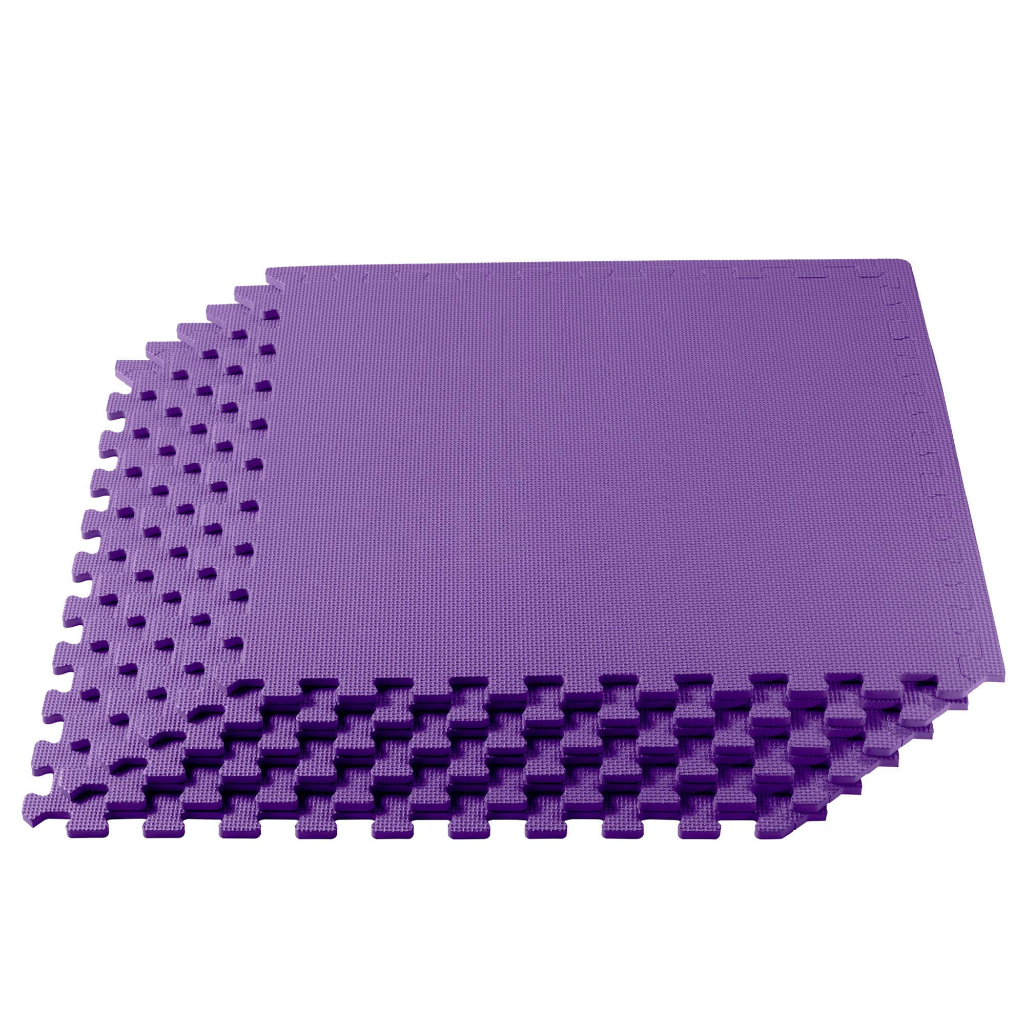 We Sell Mats3/8 Inch Thick Multipurpose Exercise Floor Mat with EVA Foam, Interlocking Tiles, Anti-Fatigue for Home or Gym, 24 in x 24 in