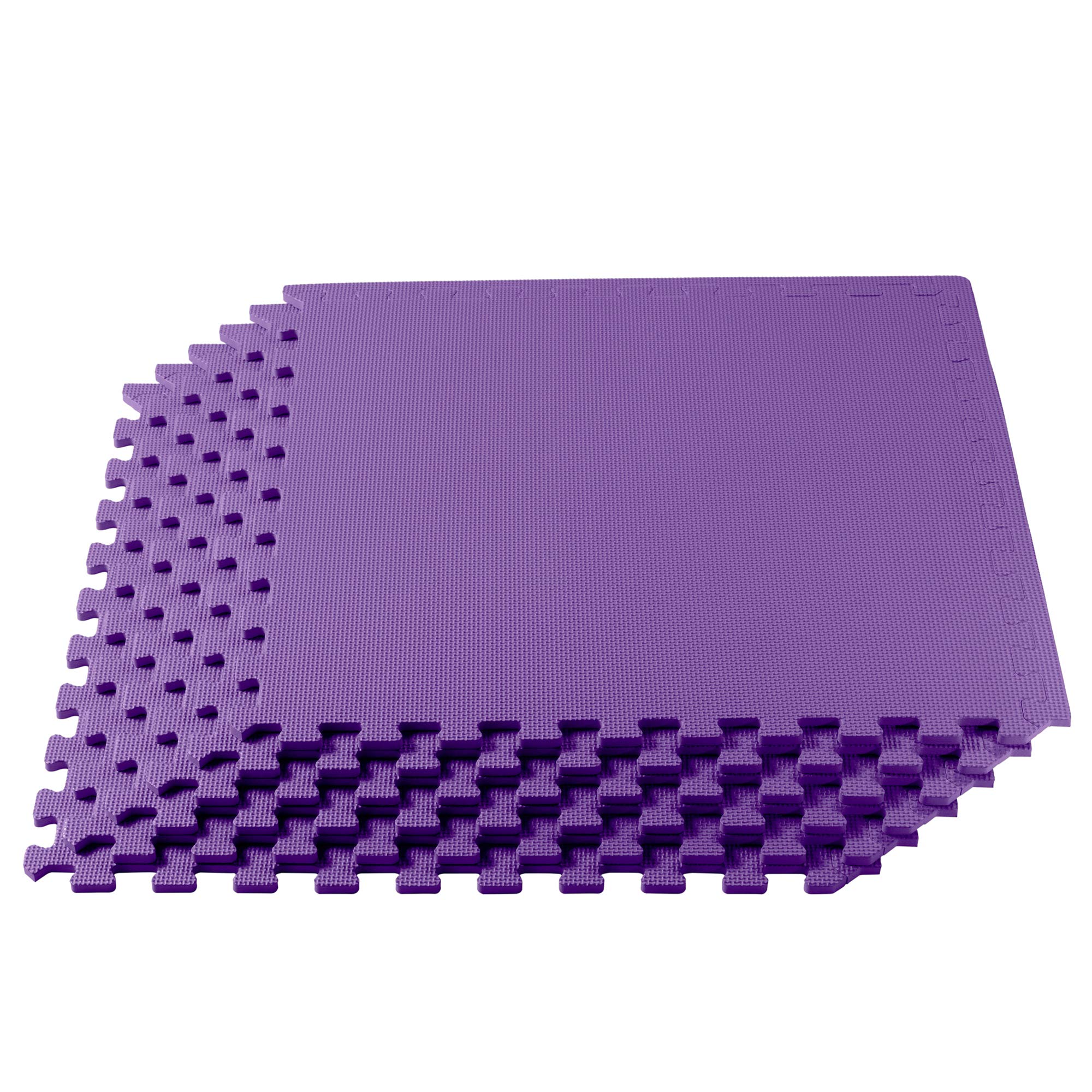 We Sell Mats 3/8 Inch Thick Multipurpose Exercise Floor Mat with EVA Foam, Interlocking Tiles, Anti-igue for Home or Gym, 24 in x 24