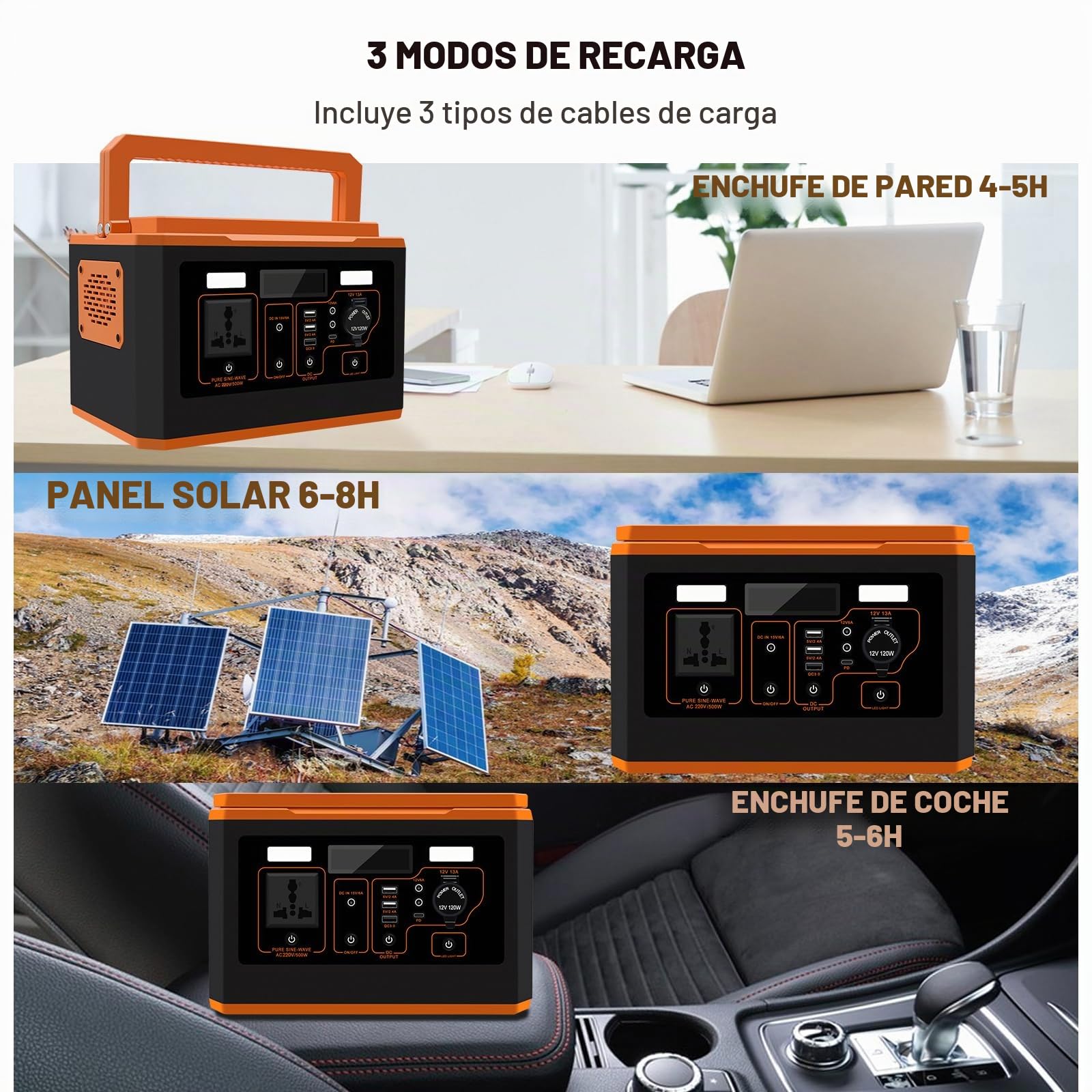 KAOLALI Estación de Energía Portátil 499 Wh 135000 mAh - Generador Solar Portátil 220V/500W, con salida de CA, Fuente de Alimentación de Emergencia, Generadores para Autocaravanas