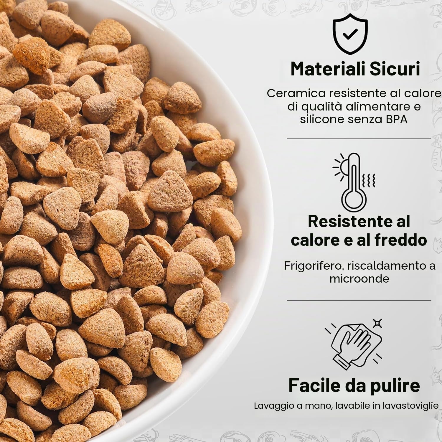 Pavlleen Ciotole per gatti in ceramica, Piatto Cibo Gatto Set di 3, con base in gomma antiscivolo, Ciotola Piatta Gatti per Alleviare l'affaticamento Dei Baffi, per gatti e piccoli animali